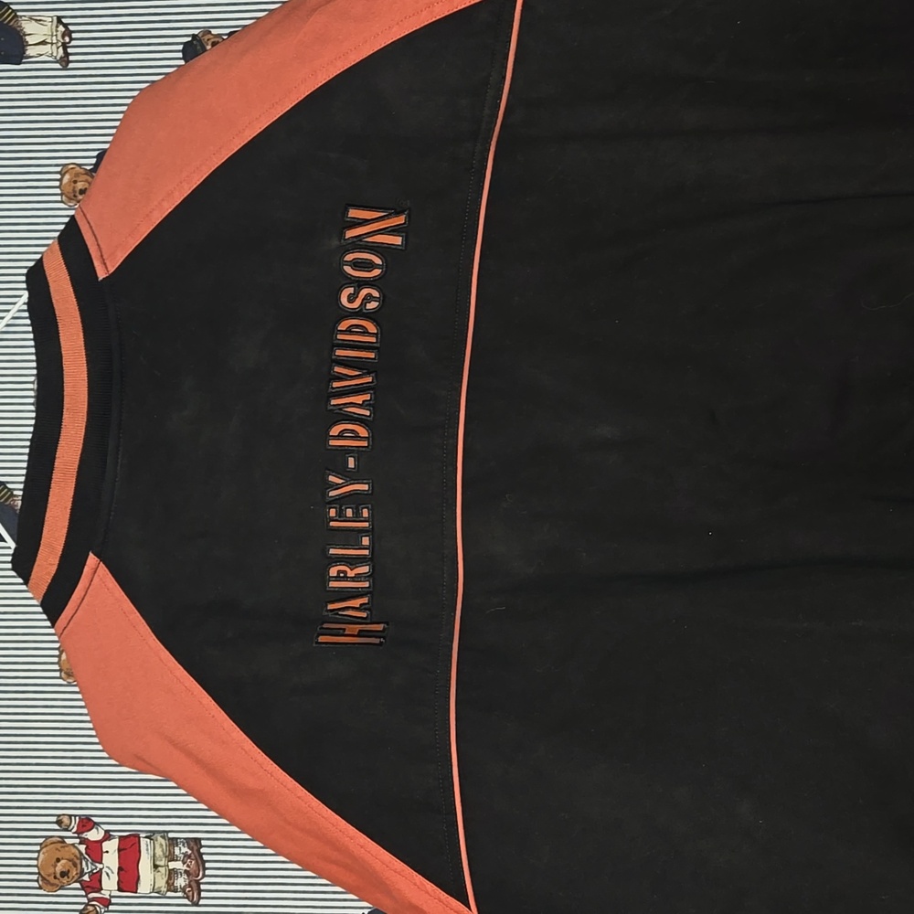 Vintage Harley-Davidson Black and Orange Quilted Bomber Moto Jacket XXL - Picture 3 of 16